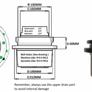 Transmisie Finala pentru Utilaje Kubota U35/U55 - Dimensiuni si Porturi Specificate