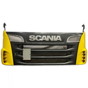Grila frontala Scania cu colturi galbene si logo central